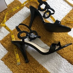 Black patent leather sandals